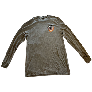Fat Cow Jerky - Long Sleeve Tri-Blend Shirt in  Heather Grey  - Logo on the front left