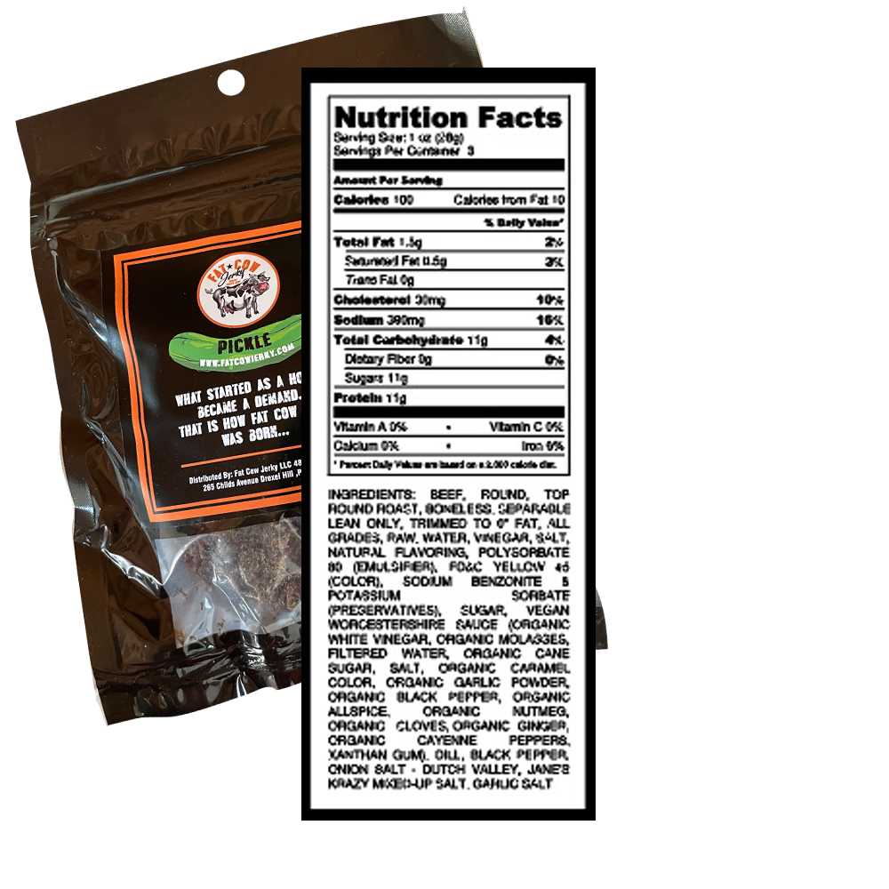 Pickle Flavored Beef Jerky Fat Cow Jerky Udderly Perfect Jerky