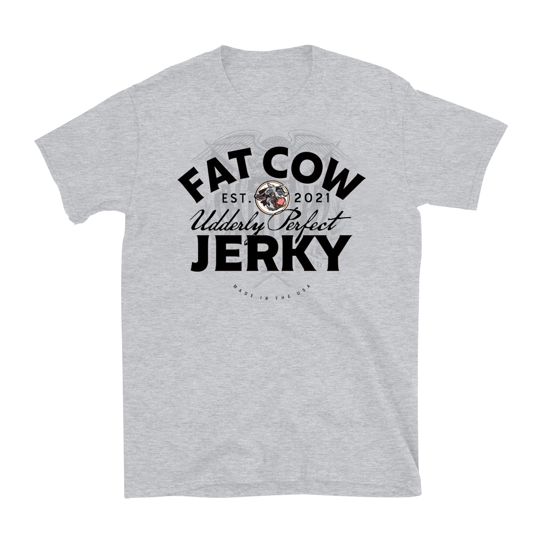 FAT COW JERKY EST. 2021 T-SHIRT - Front Print with logo view