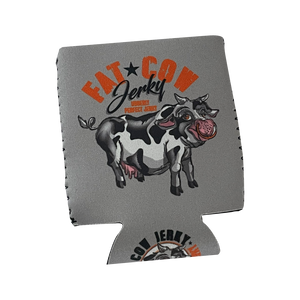 Fat Cow Jerky - Drink Koozie - Waterproof foam koozie with the Fat Cow Jerky Logo in full color on the front ,back and the bottom.