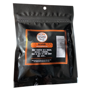 Fat Cow Jerky - Reaper  - Back of the package showing the nutritional information and contact into.